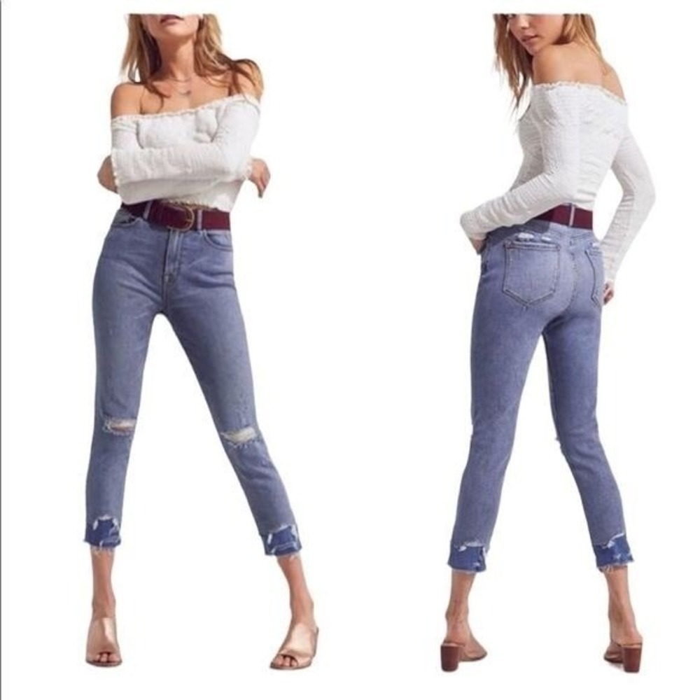 BDG Twig Crop High-Rise Skinny Jeans Distressed Released Hem Blue 26